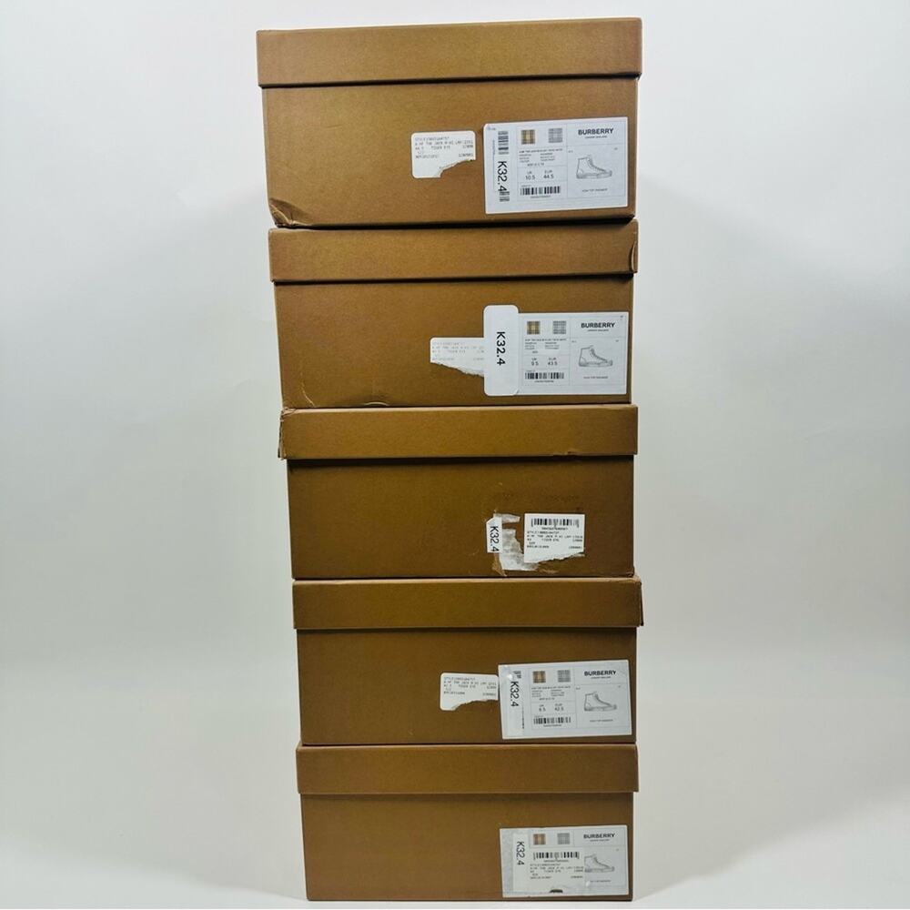 Burberry Jack 43.5/US 10.5 High Top Sneaker in Tiger Print Orange Black NIB $720 - Picture 9 of 10